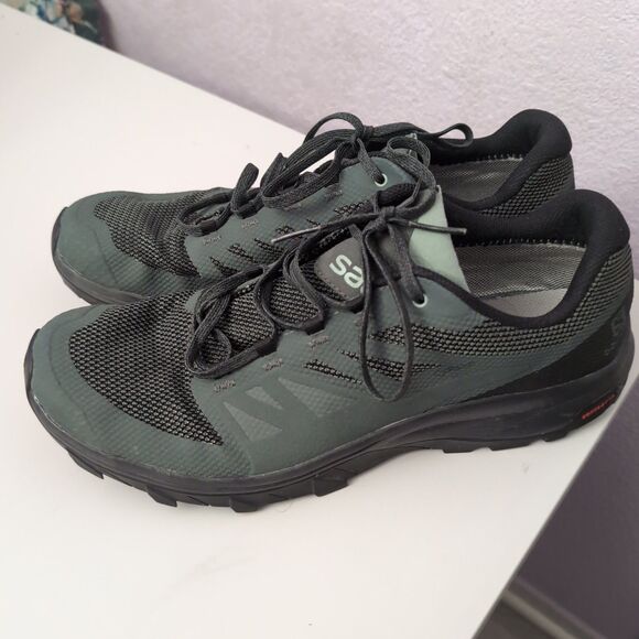 Salomon Shoes Mens Size 12 green/black Outline Low Gore-Tex Hiking Shoes Salomon
